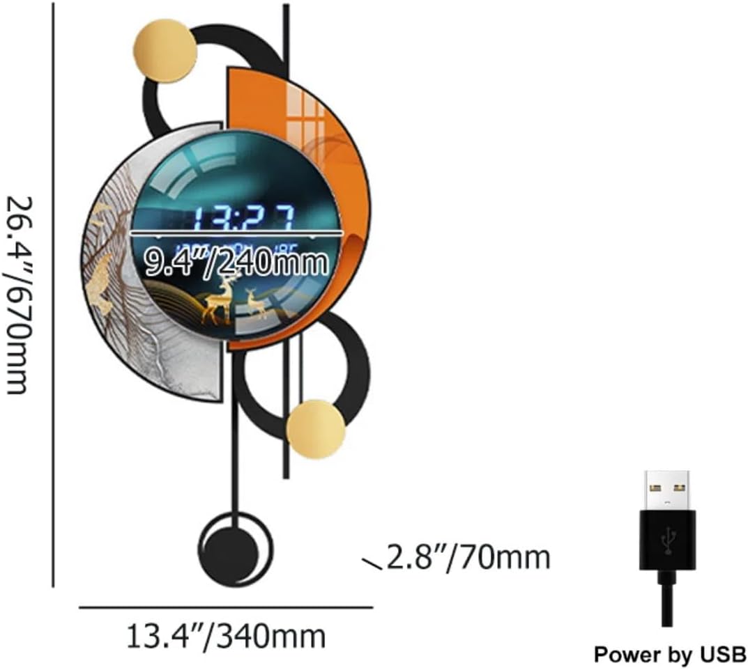 26.4" LED Silent Wall Clock | Voice-Activated Display, Multi-Function, Dual Power | Smart Modern Home Decor