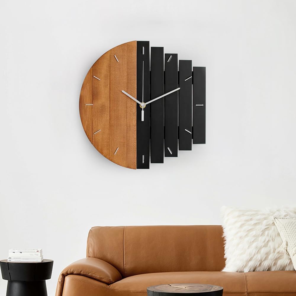 3D Silent Metal Wall Clock with Swinging Pendulum | Modern Round Art Decor for Living Room & Bedroom