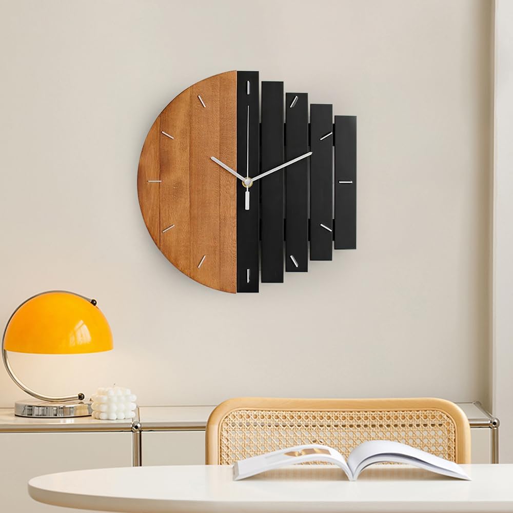 3D Silent Metal Wall Clock with Swinging Pendulum | Modern Round Art Decor for Living Room & Bedroom