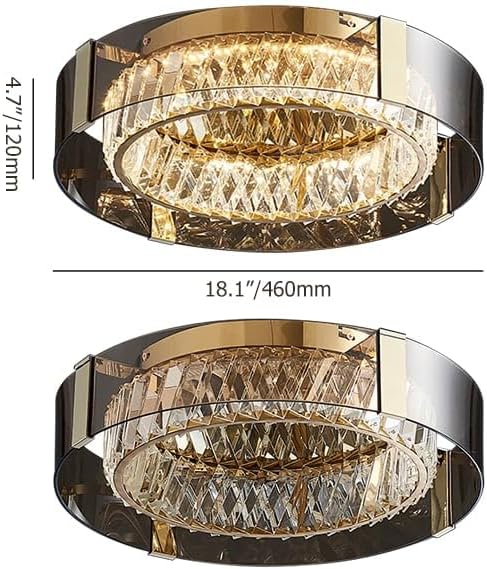 Dimmable Crystal LED Ceiling Light – Modern Flush Mount Chandelier with Remote & 3-Color Ambience