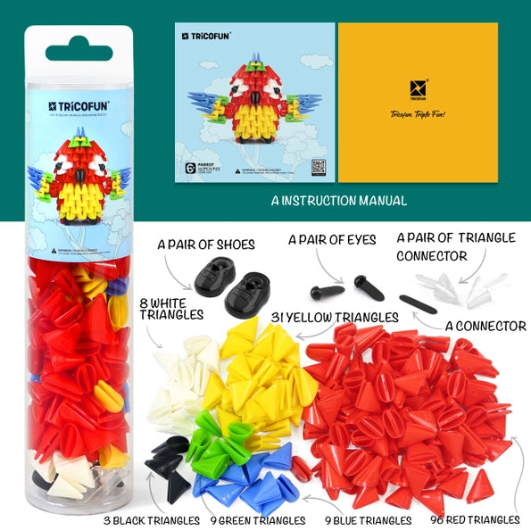 Mini Parrot Building Kit - 3D Soft Building Blocks, Soft Assembling Building Kits Pressure-Relief Toys Interlocking Block Sets