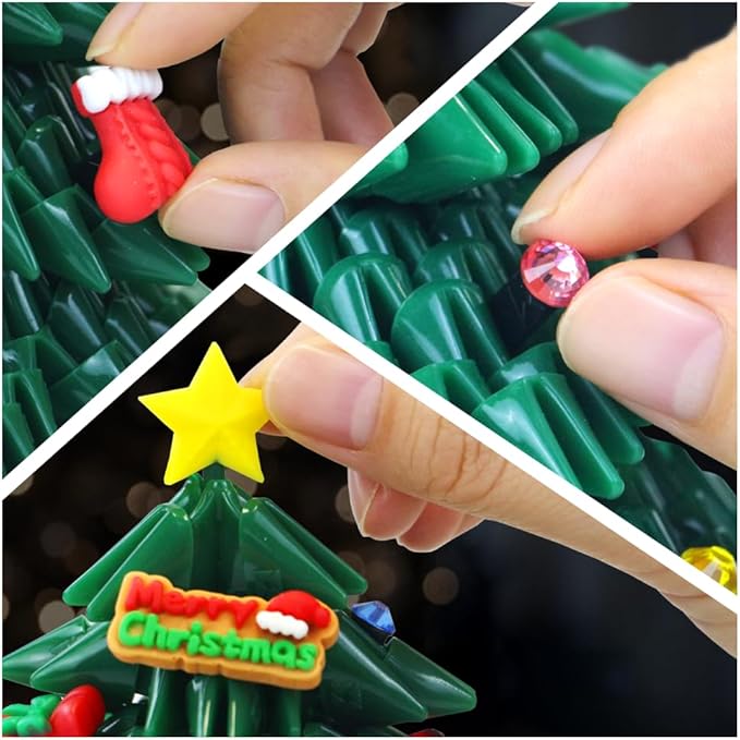Christmas Fantasy Build Set - Mini Christmas Tree & Santa - Building Toys - Gifts for Kids, Boys & Girls, Ages 6+ - Interlocking Block Sets