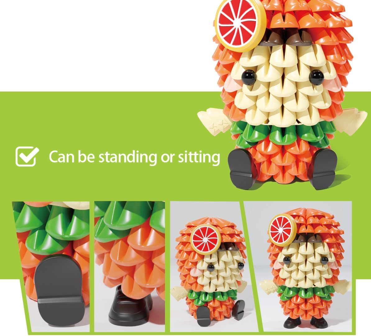 Fruity Friends- Soft Building Blocks, Cute 3D Fruit Figures kit Soft Assembling Building Toys Pressure-Relief Toy STEM Toys Creative Toys Interlocking Block Sets