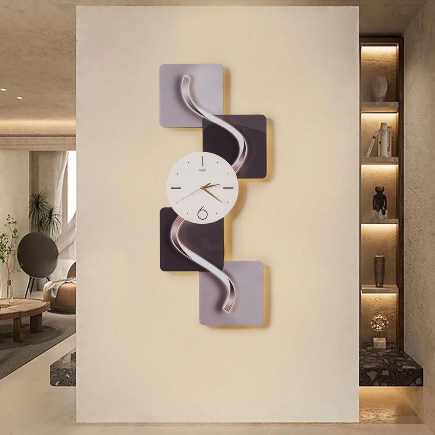 39.4" Silent LED Wall Clock | Modern Abstract Design | Non-Ticking Decor for Living Room & Bedroom