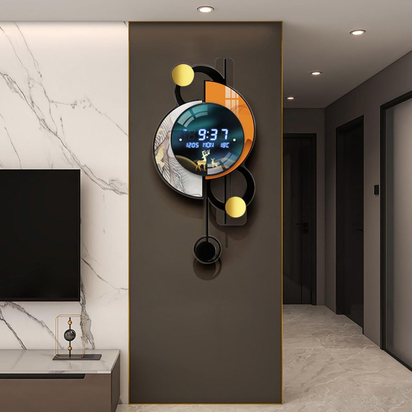 26.4" LED Silent Wall Clock | Voice-Activated Display, Multi-Function, Dual Power | Smart Modern Home Decor