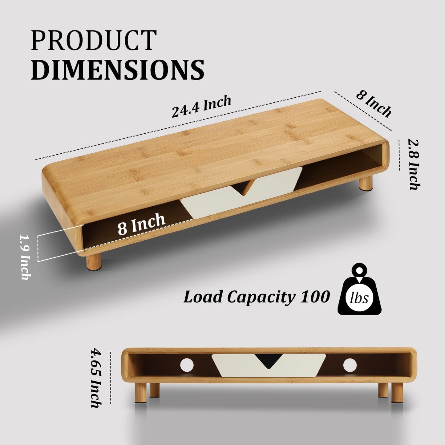 Bamboo Monitor Stand Riser, No Assembly Required Exquisite Monitor Stand with Drawer Ergonomic Height Wood Monitor Stand