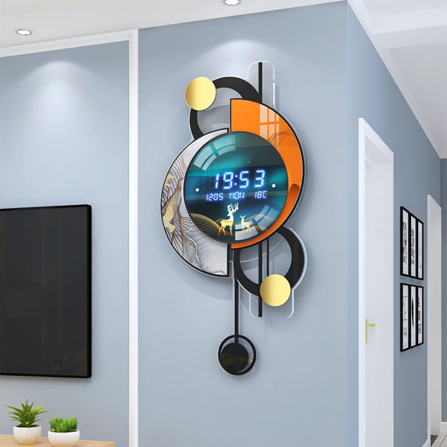 26.4" LED Silent Wall Clock | Voice-Activated Display, Multi-Function, Dual Power | Smart Modern Home Decor
