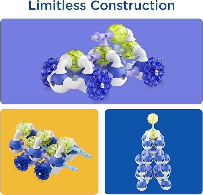 Magnetic Building Set for Kids, STEM Educational Toys for 3+ Year Old Boys and Girls, Space Planet Blocks - Astral Neon