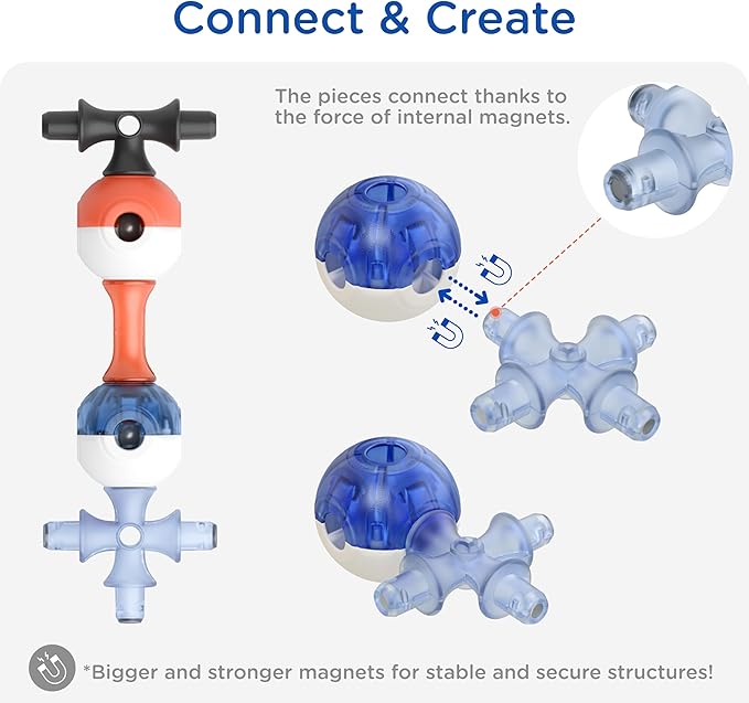 Magnetic Building Set for Kids, STEM Educational Toys for 3+ Year Old Boys and Girls, Space Planet Blocks - Interstellar Navy