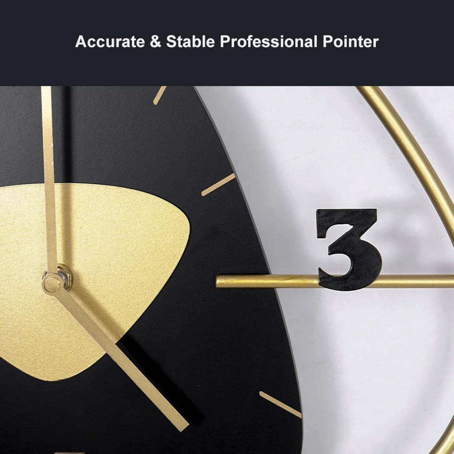 25" Scandinavian Wall Clock with Metal Pendulum | Modern Black Minimalist Home Decor for Living Room