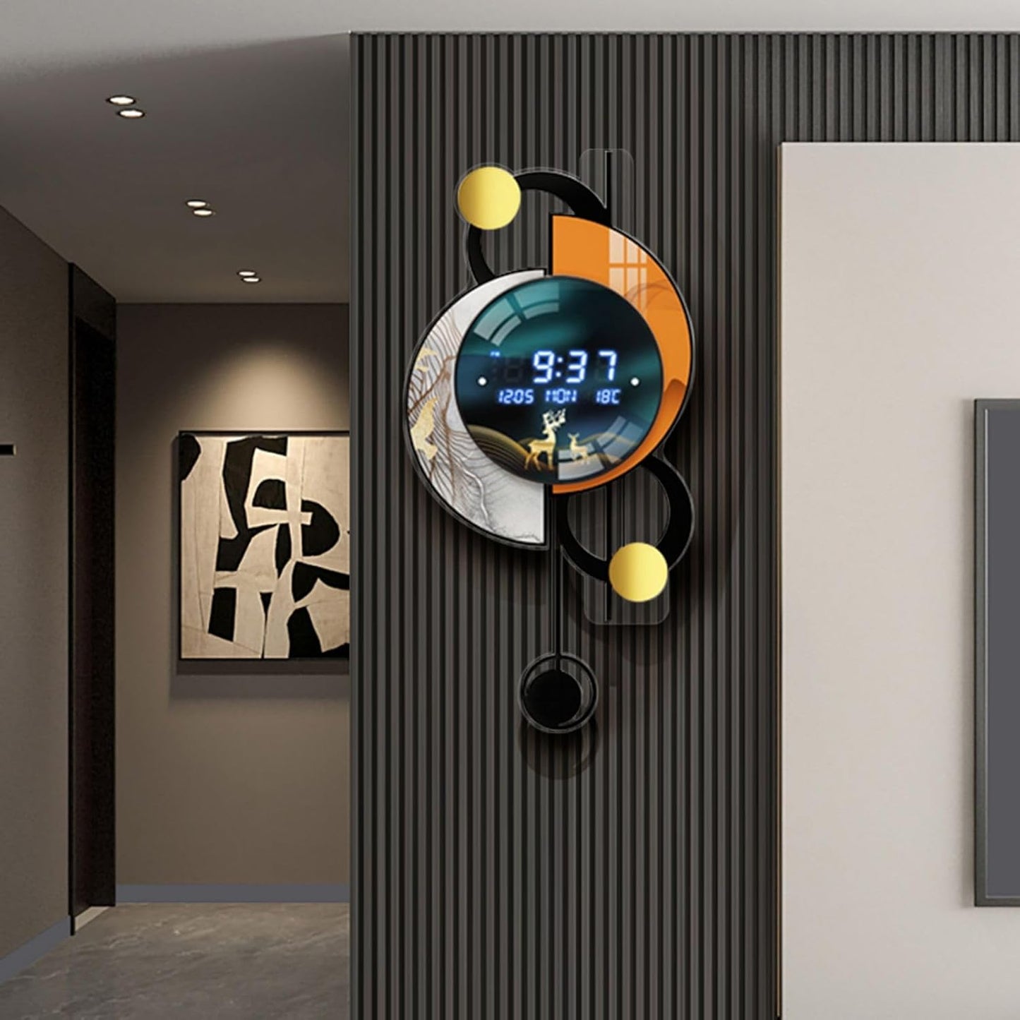 26.4" LED Silent Wall Clock | Voice-Activated Display, Multi-Function, Dual Power | Smart Modern Home Decor