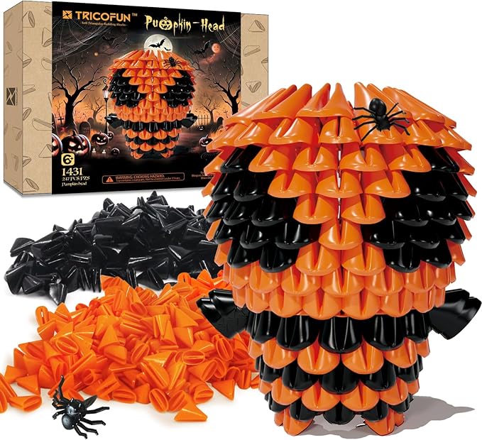 Halloween 3D Soft Building Blocks, Soft Assembling Building Kits Pressure-Relief Toys Interlocking Block Sets