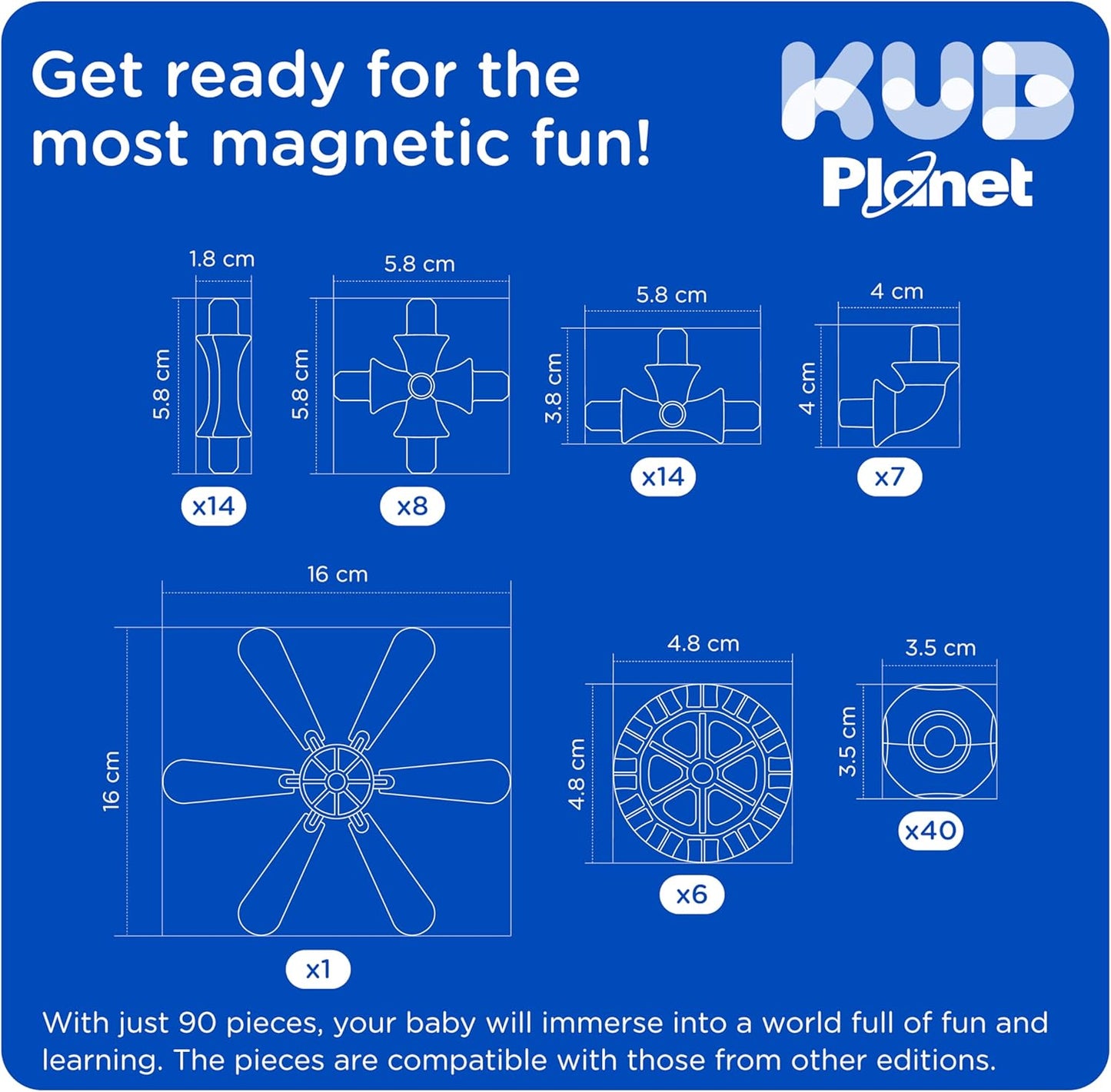 Magnetic Building Set for Kids, STEM Educational Toys for 3+ Year Old Boys and Girls, Space Planet Blocks - Interstellar Navy