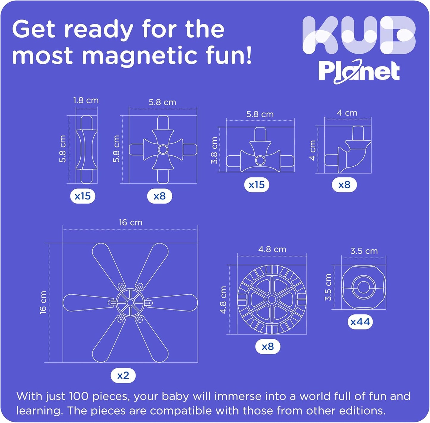 Magnetic Building Set for Kids, STEM Educational Toys for 3+ Year Old Boys and Girls, Space Planet Blocks - Astral Neon