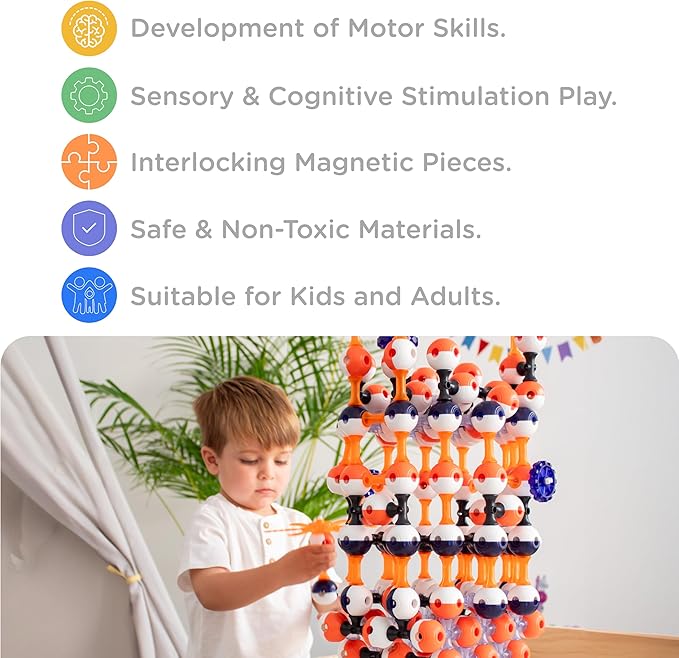 Magnetic Building Set for Kids, STEM Educational Toys for 3+ Year Old Boys and Girls, Space Planet Blocks - Interstellar Navy