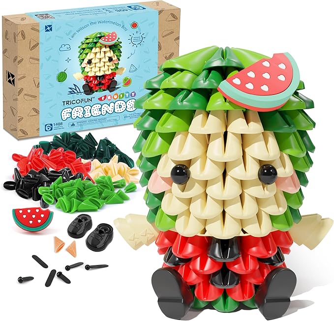 Fruity Friends- Soft Building Blocks, Cute 3D Fruit Figures kit Soft Assembling Building Toys Pressure-Relief Toy STEM Toys Creative Toys Interlocking Block Sets