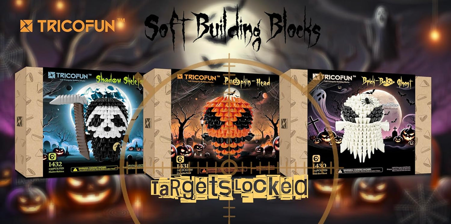 Halloween 3D Soft Building Blocks, Soft Assembling Building Kits Pressure-Relief Toys Interlocking Block Sets