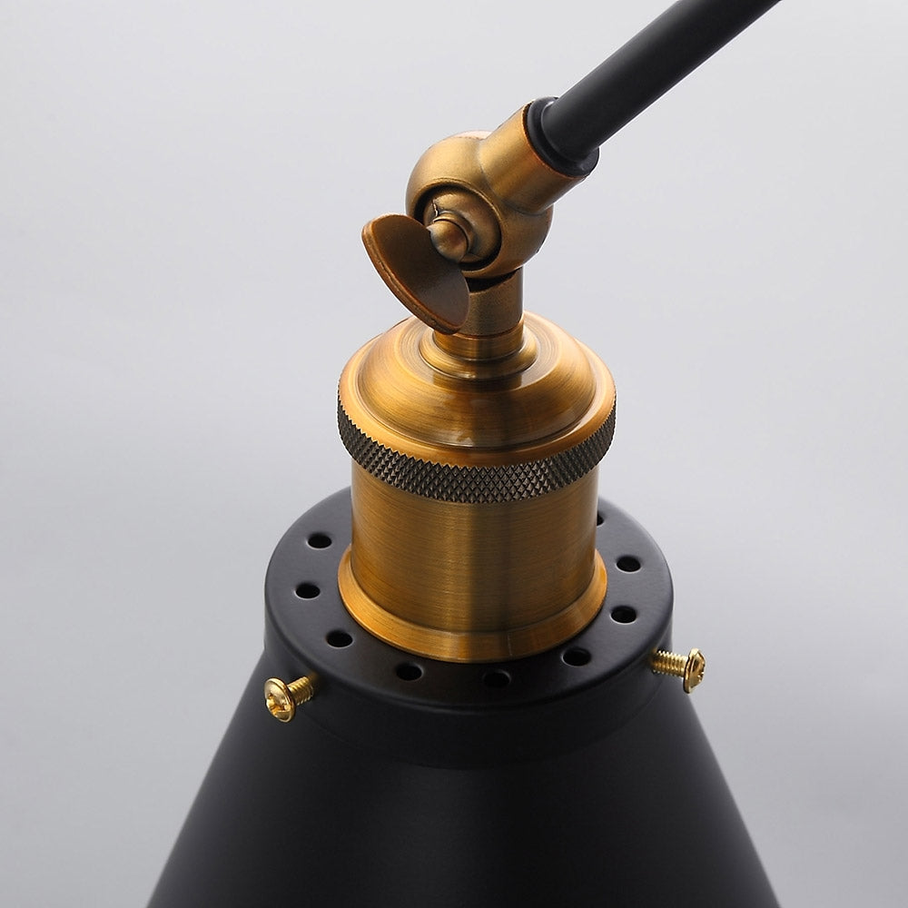 Industrial Black & Brass Double Swing Arm Wall Sconce – 1-Light Fixture