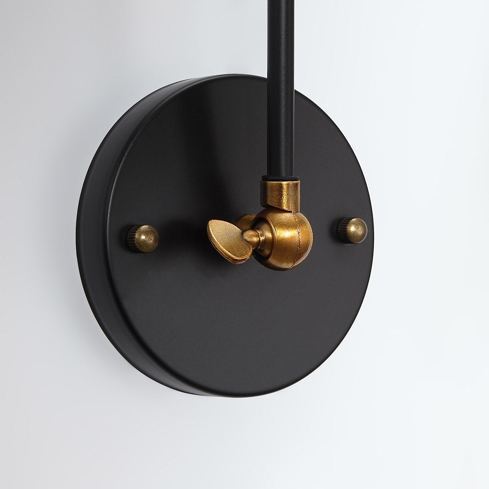Industrial Black & Brass Double Swing Arm Wall Sconce – 1-Light Fixture
