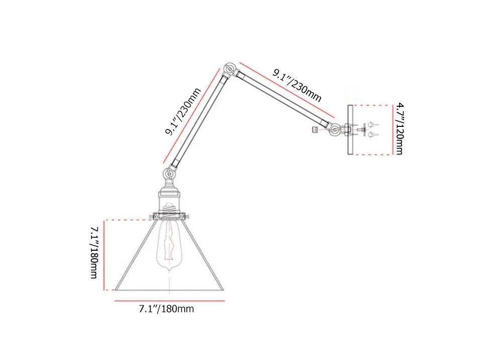 Industrial Black & Brass Double Swing Arm Wall Sconce – 1-Light Fixture
