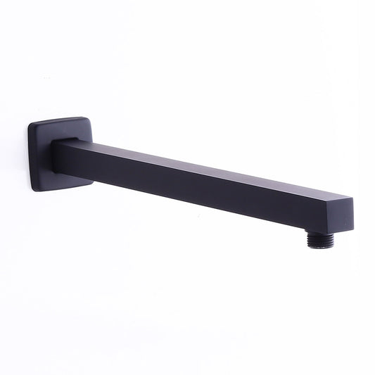 16" Matte Black Wall Mounted Square Shower Arm with Flange – Brass