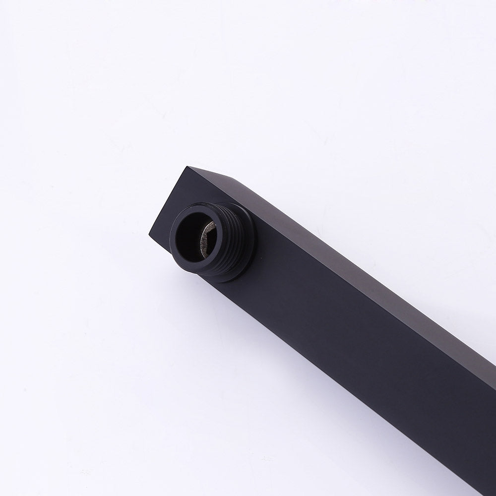 16" Matte Black Wall Mounted Square Shower Arm with Flange – Brass