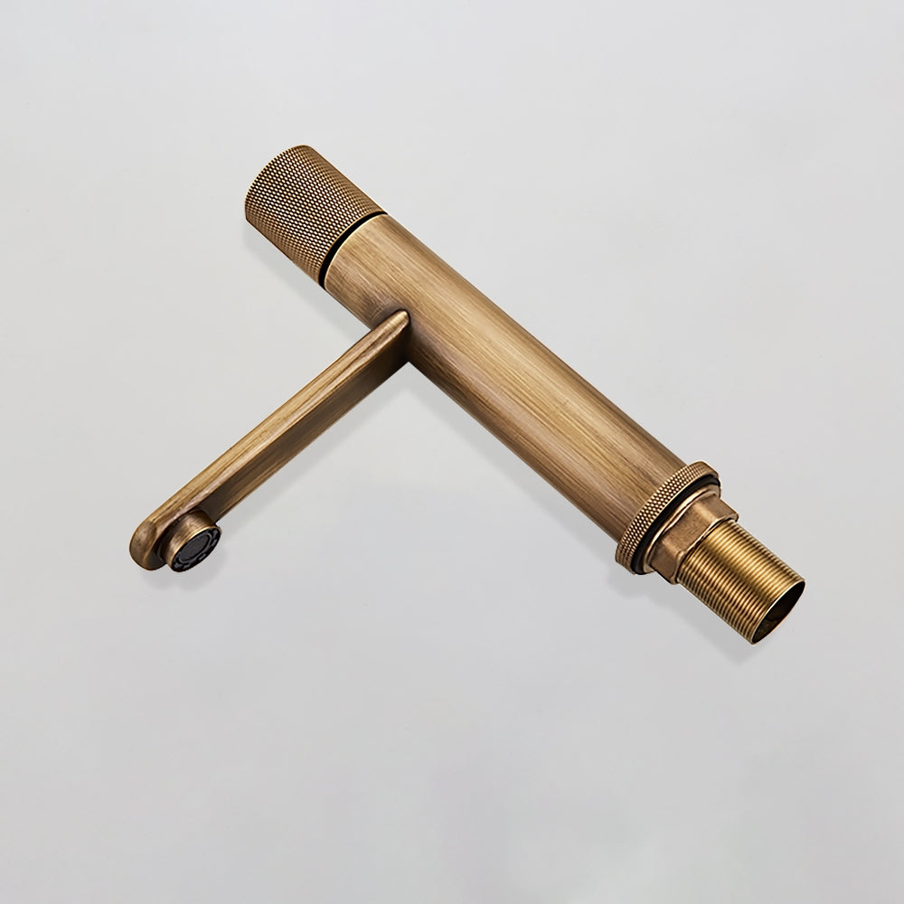 Antique Brass Bathroom Sink Faucet – Single Hole Solid Brass Tap