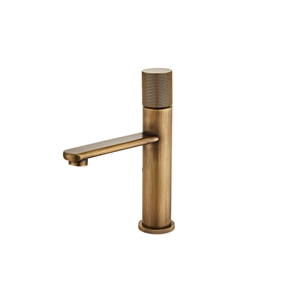 Antique Brass Bathroom Sink Faucet – Single Hole Solid Brass Tap