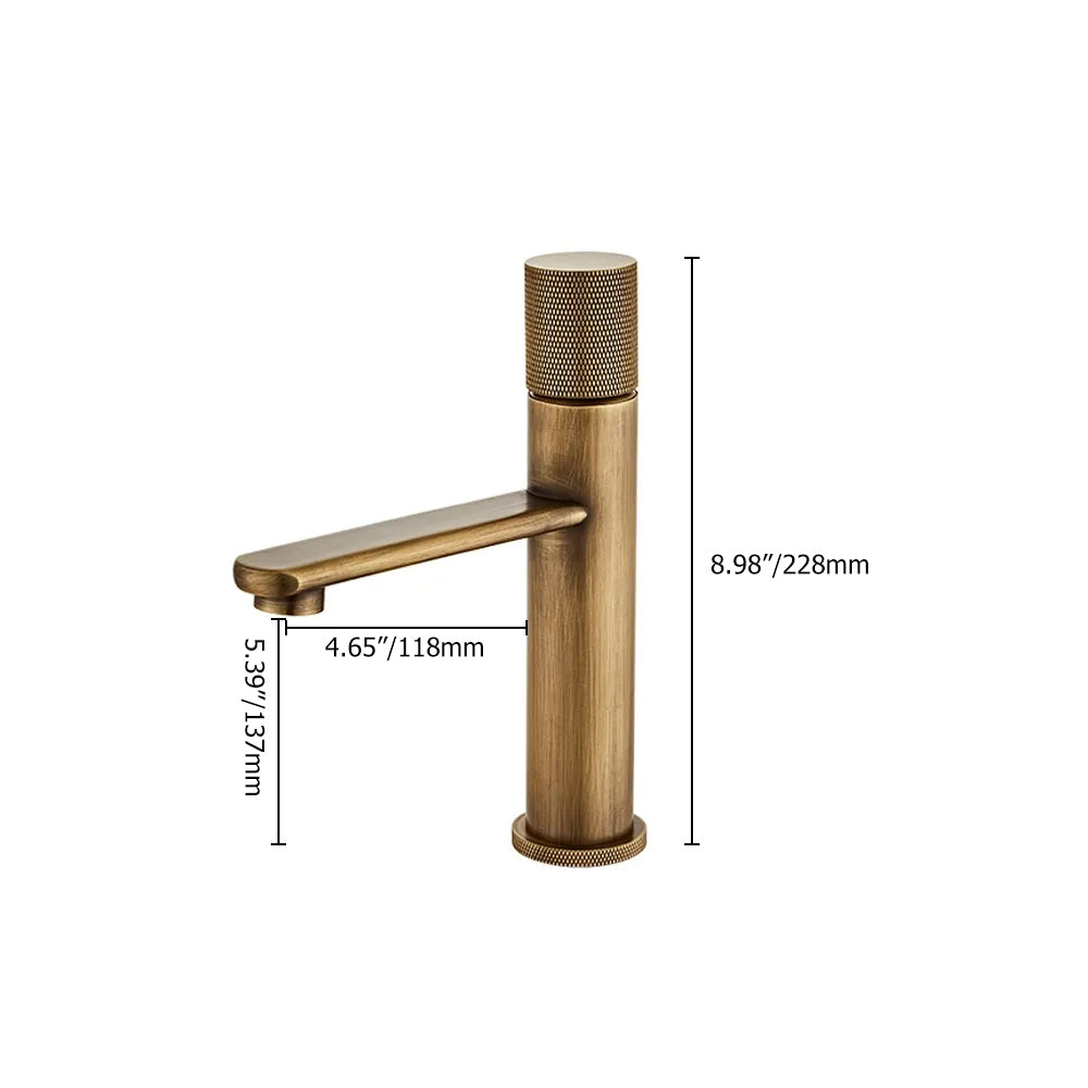 Antique Brass Bathroom Sink Faucet – Single Hole Solid Brass Tap