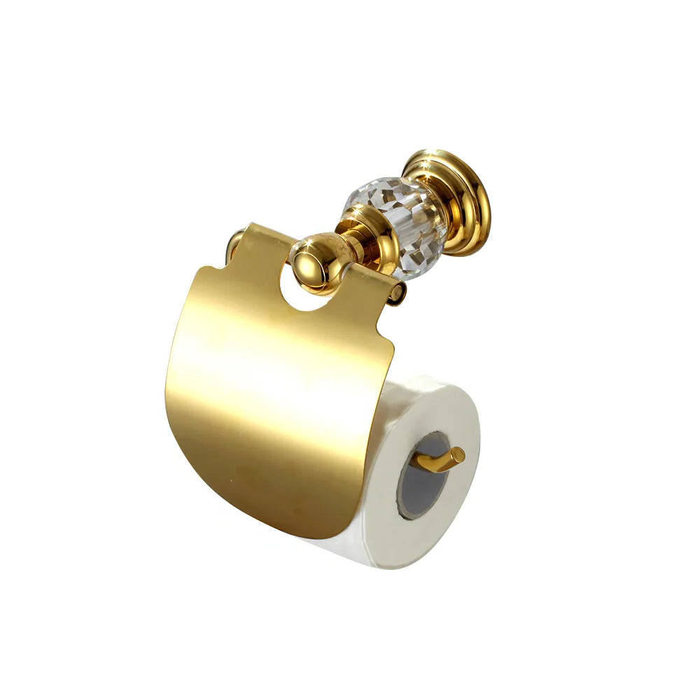 Charles Luxury Brass Toilet Paper Holder with Clear Crystal – Wall Mount