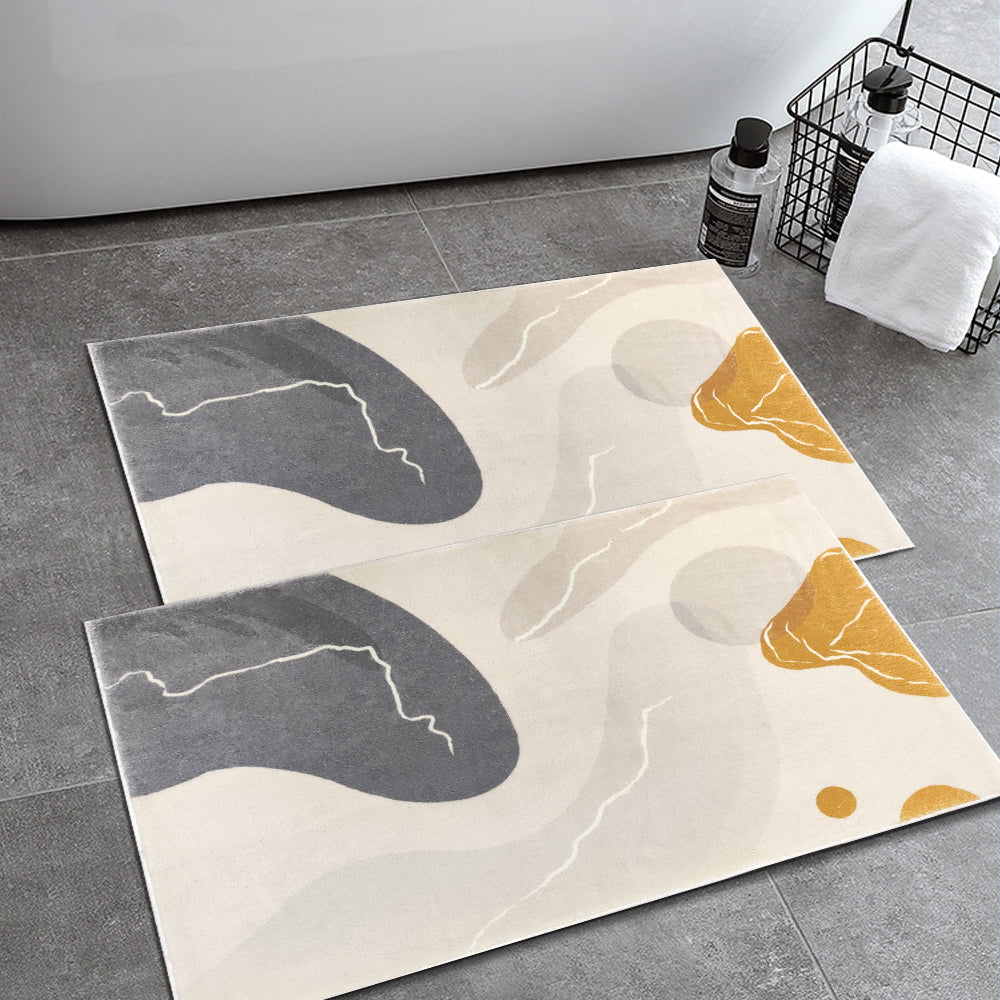 2-Piece 20"x32" Soft Geometric Bath Mat Set – Faux Cashmere Bathroom Rugs