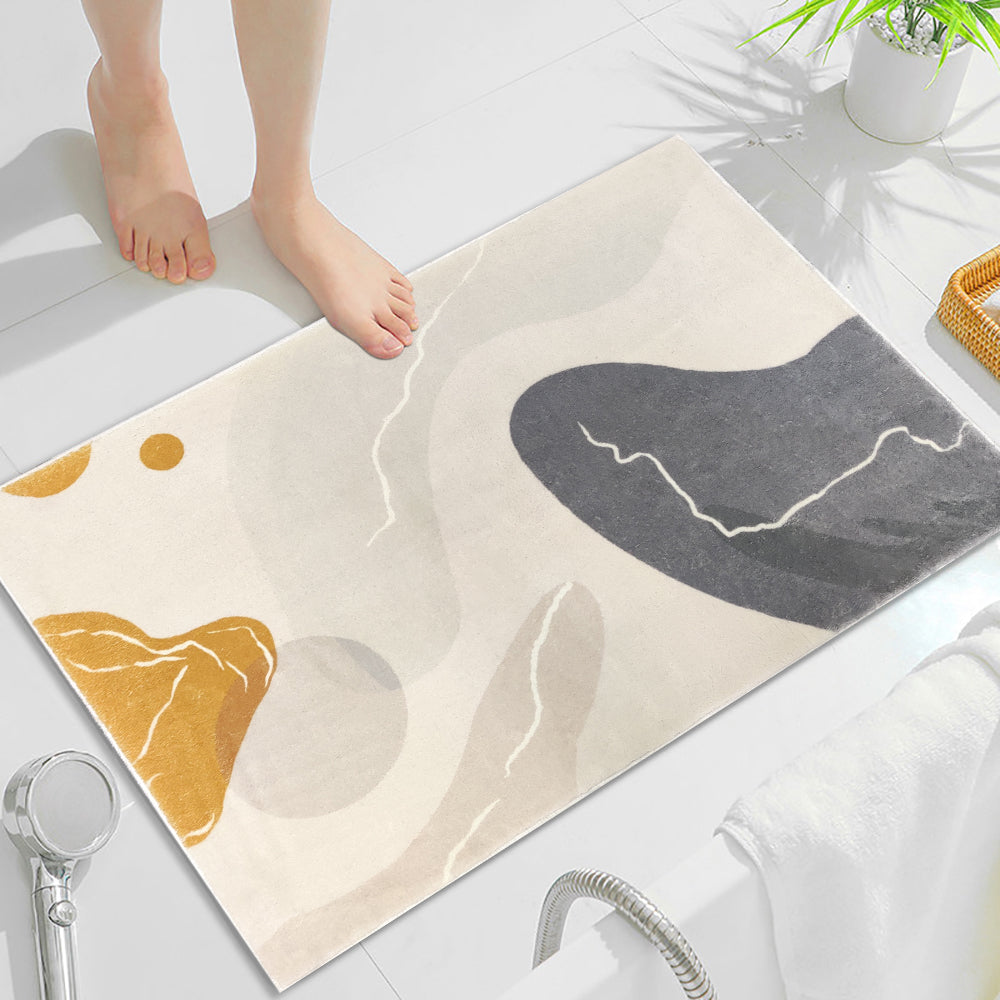 2-Piece 20"x32" Soft Geometric Bath Mat Set – Faux Cashmere Bathroom Rugs