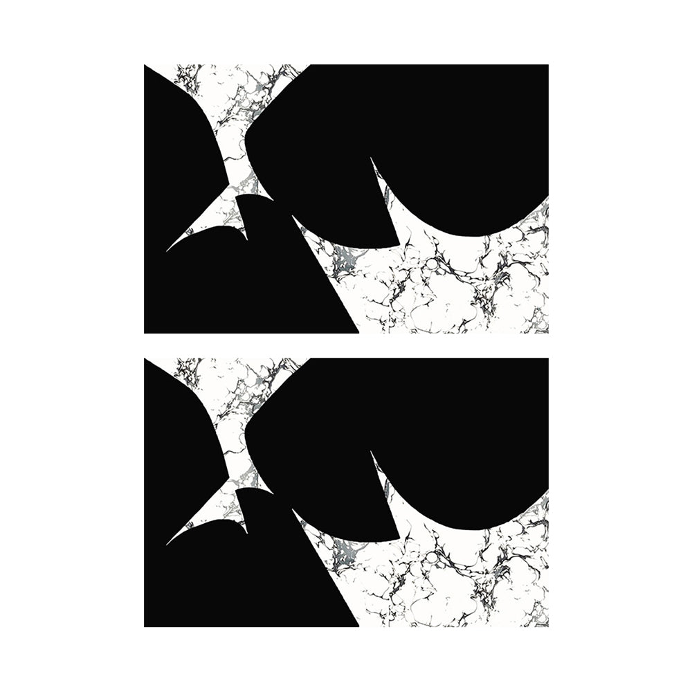 2-Piece Black & White Geometric Marble Bath Mat Set – Non-Slip Rugs