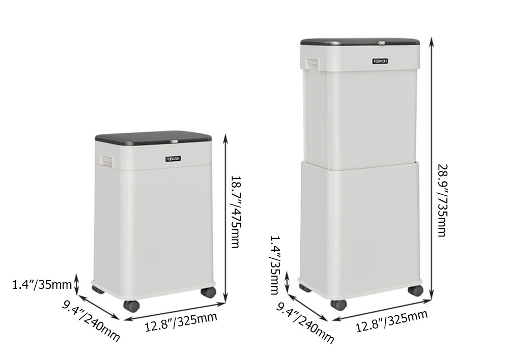 White Rolling Kitchen Trash Can with Liftable Lid – Covered Garbage Bin