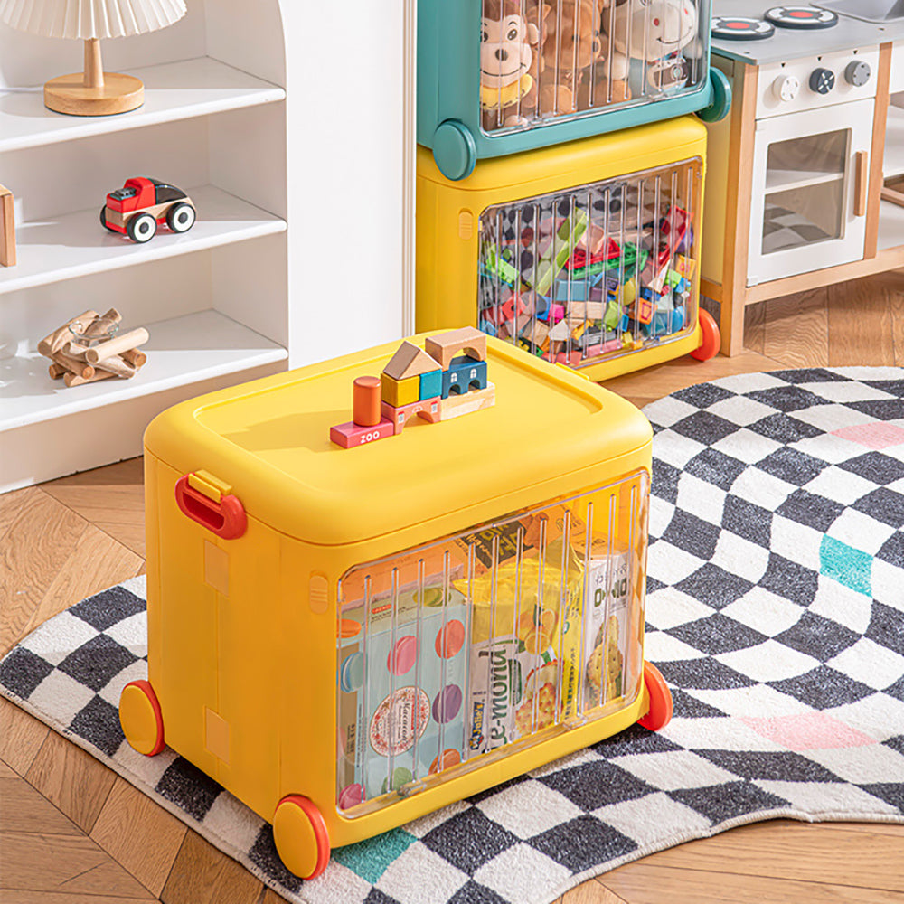 Yellow Kids Toy Organizer Cart – Collapsible Storage Bin with Wheels
