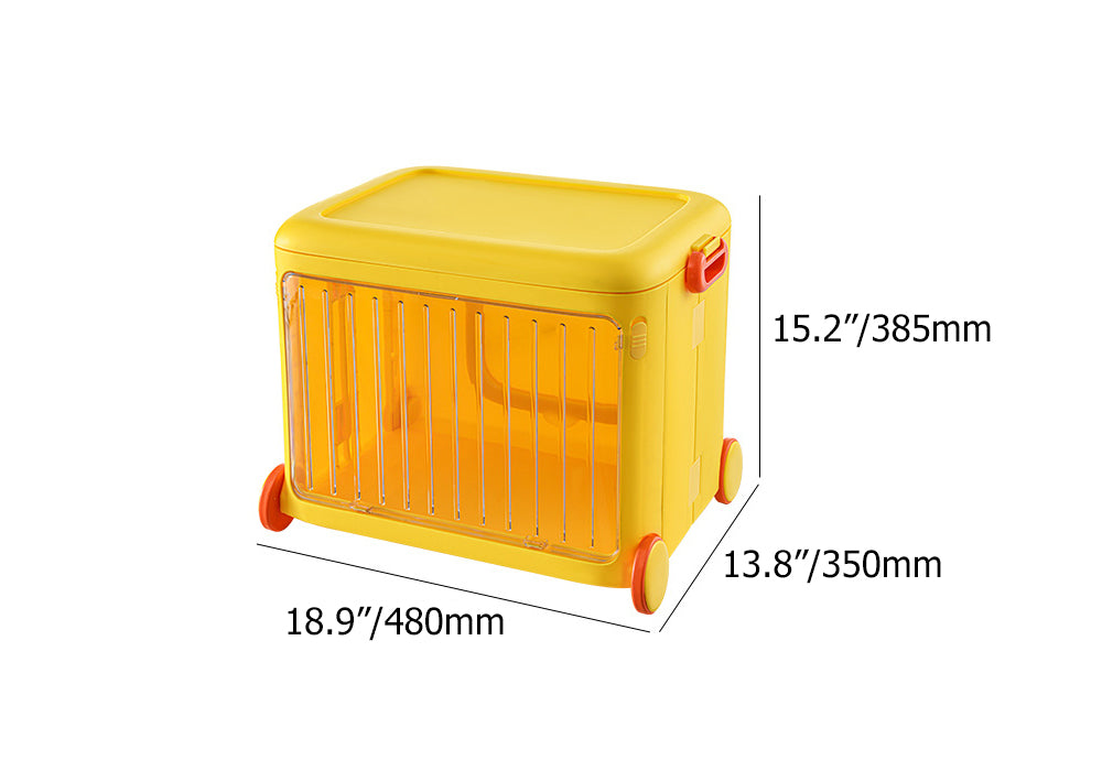 Yellow Kids Toy Organizer Cart – Collapsible Storage Bin with Wheels