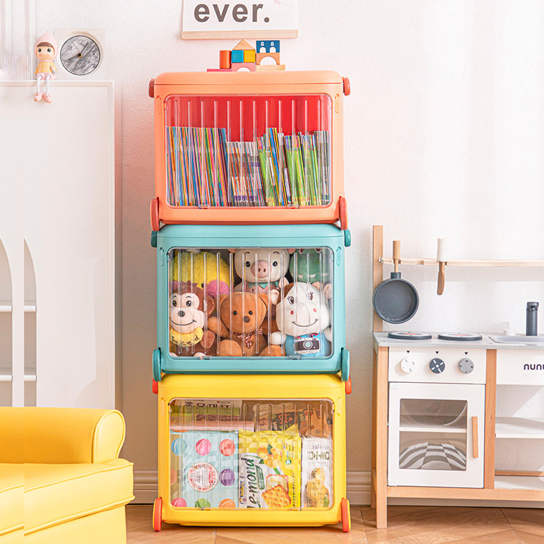 Yellow Kids Toy Organizer Cart – Collapsible Storage Bin with Wheels