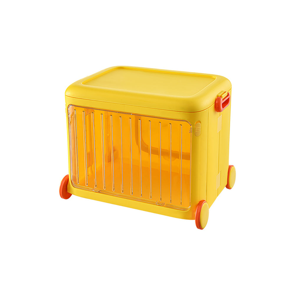 Yellow Kids Toy Organizer Cart – Collapsible Storage Bin with Wheels