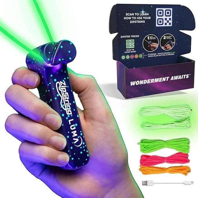 ZipString Luma Glow-in-the-Dark Flying Toy with LED Lights for Endless Tricks