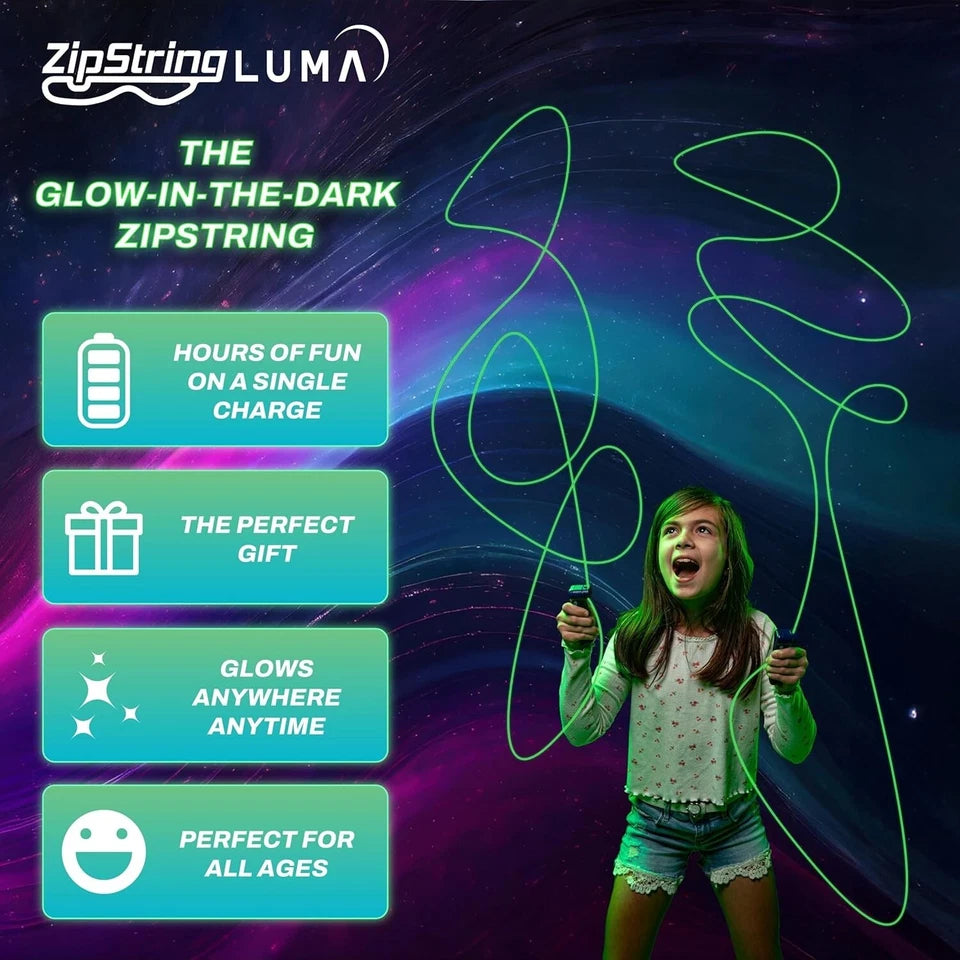 ZipString Luma Glow-in-the-Dark Flying Toy with LED Lights for Endless Tricks