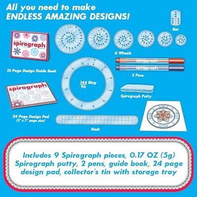 Spirograph Design Set Collectors Tin – Classic Gear Art Kit, Pens, Design Sheet