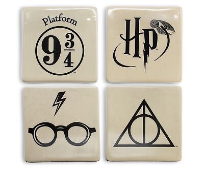 Seven20 Harry Potter Ceramic Coasters Set - 4 Themed Coasters to Protect Tables