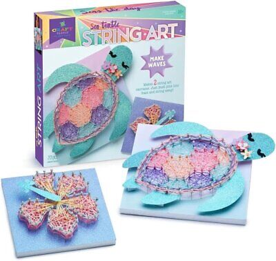 Craft-tastic — String Art for 2 Fun Craft Projects Turtle and Flower  Ages 10+