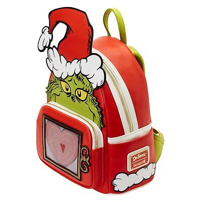 Loungefly DR Seuss Grinch LENTICULAR Heart Mini Backpack