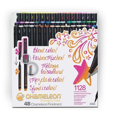 Chameleon Fineliner Pens - Set of 48 Coloring/Drawing Markers in Brilliant Color