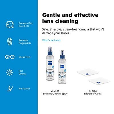 ZEISS Lens Care Pack – 2x8oz Lens Spray Bottles, 2 Microfiber Cleaning Cloths