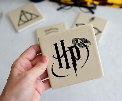 Seven20 Harry Potter Ceramic Coasters Set - 4 Themed Coasters to Protect Tables