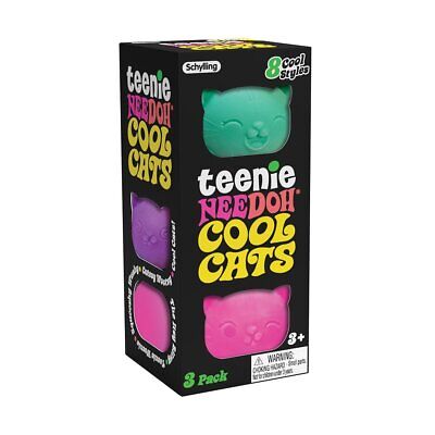 Schylling NeeDoh Teenie Cool Cat - Sensory Fidget Toy, 3 Mini Groovy Globs