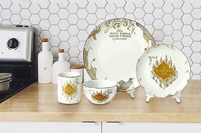 Harry Potter Marauder's Map 16-Piece Set - Plates, Bowls, Mugs with Gold Design