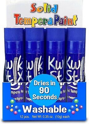 The Pencil Grip Blue Kwik Stix, 12 Blue Solid Tempera Paint Sticks, Quick Drying